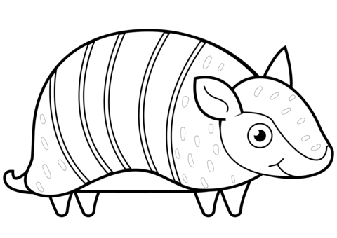 Cute Armadillo Coloring Page